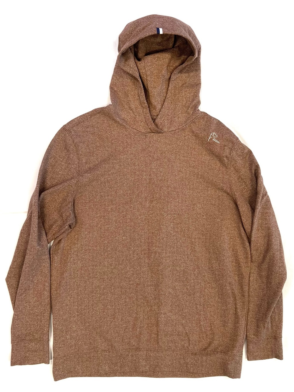 Rhoback Men's Hesi Performance Hoodie Herringbone Brown/White M Medium
